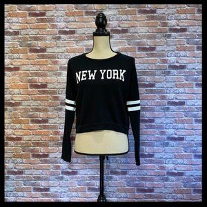 Topshop The New York Long Sleeve Crop Sweatshirt